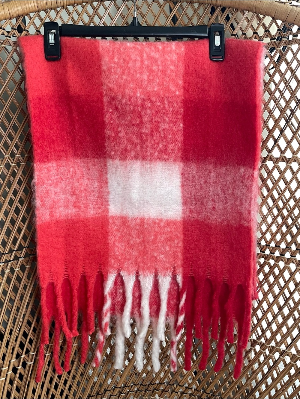 Target Red & White Plaid Fringe Scarf